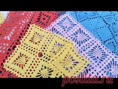 УЗОРЫ вязание крючком КВАДРАТНЫЕ МОТИВЫ ✳️ Square crochet patterns for tablecloths, table runners