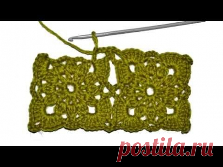 Безотрывное вязание мотивов крючком - YouTube