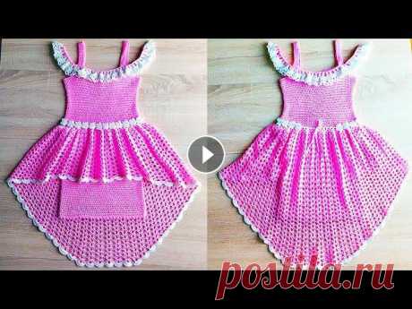 Детское Платье с баской. Вязание крючком. Презентация. Друзья, по вашим просьбам, представляю вязаное крючком детское платье. Это платье с очень ажурной баской. Легкое, воздушное, мягкое и нежное, нарядное...
