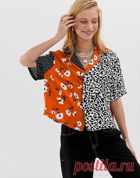 COLLUSION revere shirt in mixed print | ASOS