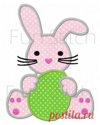 Easter bunny applique machine embroidery design