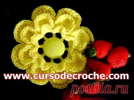 FLOR DE CROCHÊ CAMÉLIA - FLORES EM CROCHE