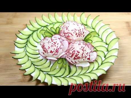 Хризантемы из редиса. Простая нарезка на праздничный стол/ Radish chrysanthemums, carving.