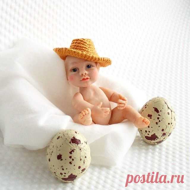 👶❤❤НовоИспеченый малыш пупсик Ковбой из запекаемой пластики готов одеваться! Голова, ручки, ножки подвижные! Рост 7.5см( 2,95 in)