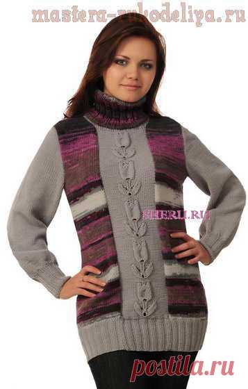 Мастера рукоделия - рукоделие для дома. Бесплатные мастер-классы, фото и видео уроки - Схема вязания спицами: Туника с тюльпанами