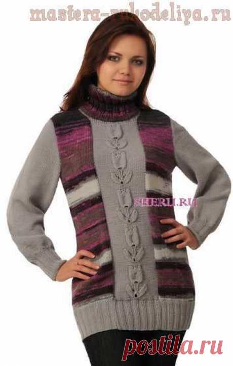 Мастера рукоделия - рукоделие для дома. Бесплатные мастер-классы, фото и видео уроки - Схема вязания спицами: Туника с тюльпанами