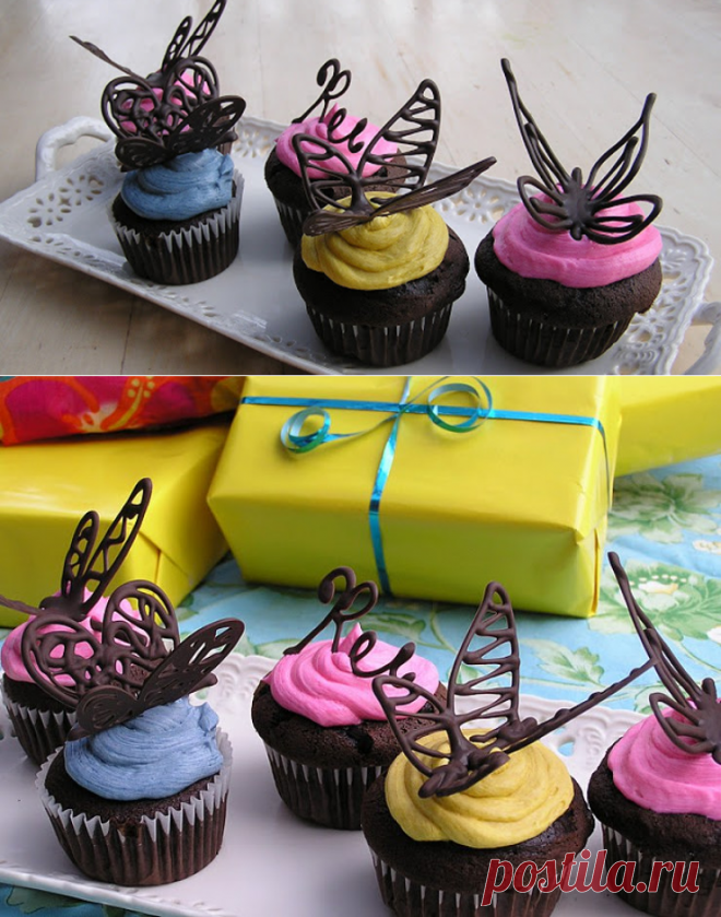 Порхающие шоколадные бабочки на капкейк за 5 минут