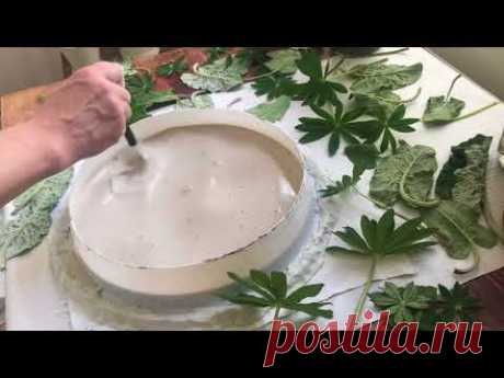 Plaster flowers. Tutorial / Отпечатки растений. Гипс. Мастер-класс. Молодой лопух.
