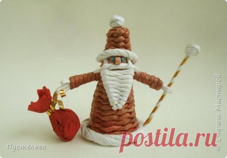 Дед Мороз своими руками, плетение из газет | oblacco