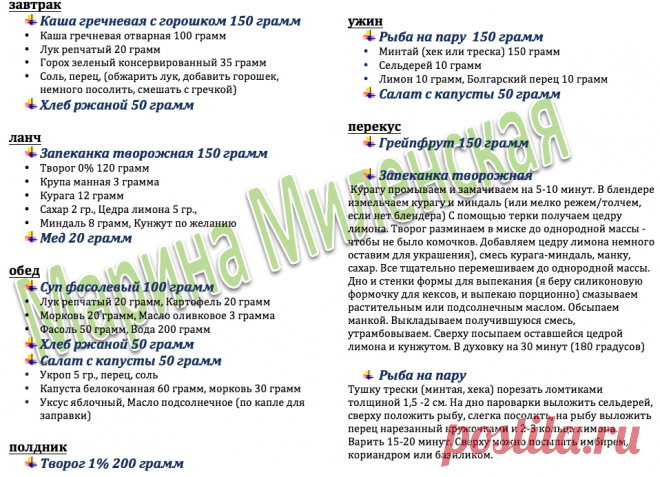 ДИЕТА МАРИНА МИЛЕНСКАЯ