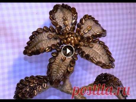 Подарок своими руками. Мастер-класс из кофейных зерен "Цветок" Отличный подарок своими руками маме на 8 марта или на День рождения. В мастер-классе делаем необычный подарок в виде цветка, задекорированного кофейны...