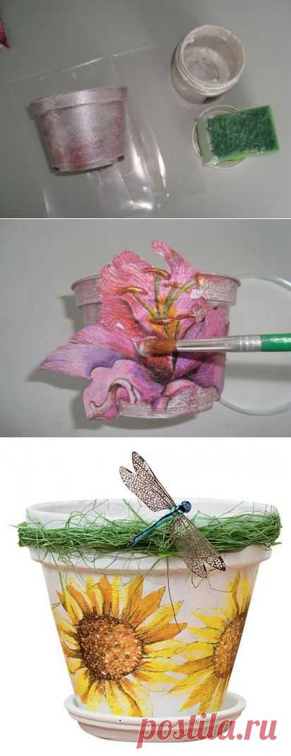 Мастер-класс декупаж цветочных горшков своими руками