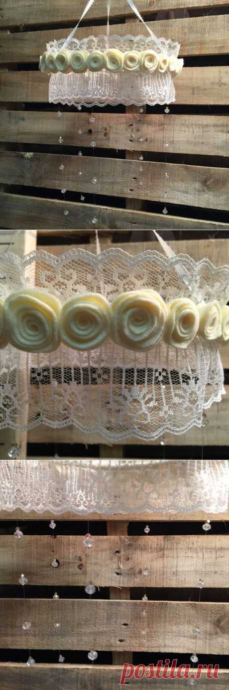 Handmade Couture ivory lace rosette crystal от c3homecreations