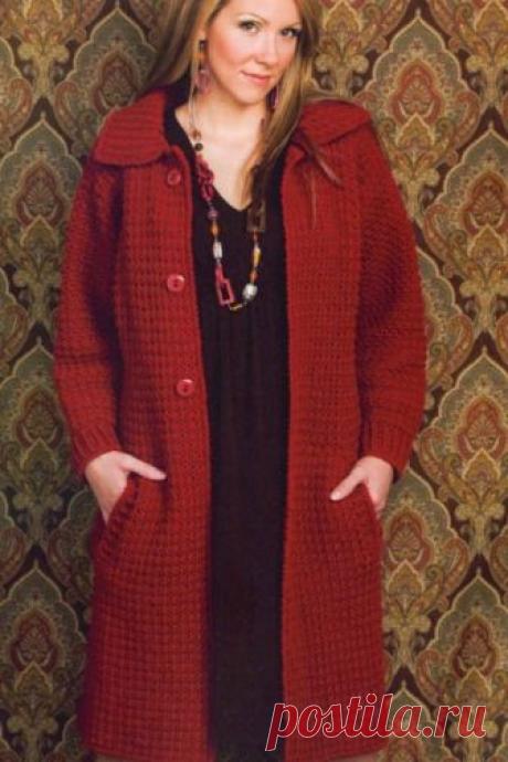 Вязаное пальто для полных женщин