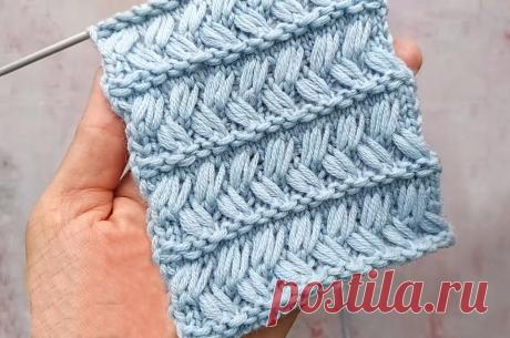 Оригинальные горизонтальные &quot;Косы&quot; спицами. Узор для вязания шапочек, шарфов, варежек, свитеров
