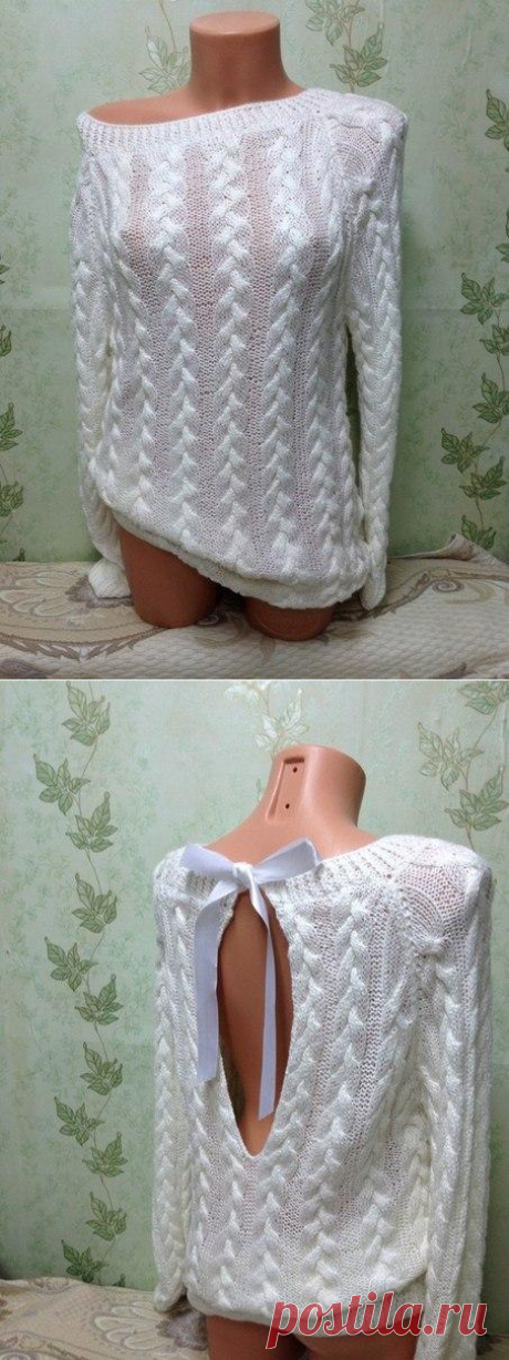 Джемпер с вырезом на спине схема и описание. Cardigan with a cut on the back diagram and description | Домоводство для всей семьи.