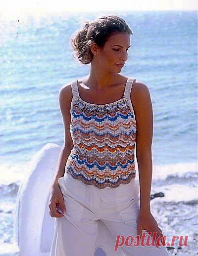 Летний полосатый топ связанный спицами - 14 Мая 2010 - Вязание спицами, модели и схемы для вязания на спицах