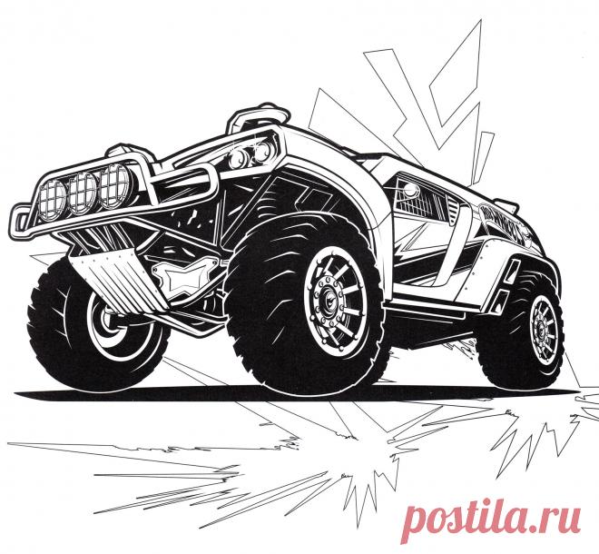 Раскраска Джип Хот Вилс - распечатать бесплатно