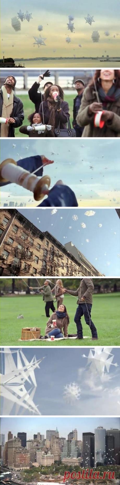 Первый снег или воздушные змеи? Учитесь отдыхать с удовольствием! Реклама Старбакс.