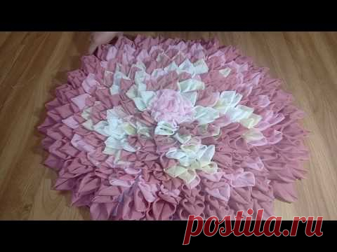 Коврик, наволочка, сидушка из лоскутных  лепестков. Георгин