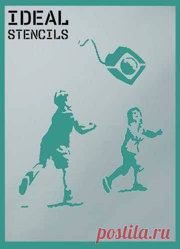 Banksy Kids Lancer TV Pochoir Peinture murale Art Craft - Idéal pour pochoirs, Plastique, SMALL- 6.6 x 7.8 inches: Amazon.fr: Cuisine & Maison