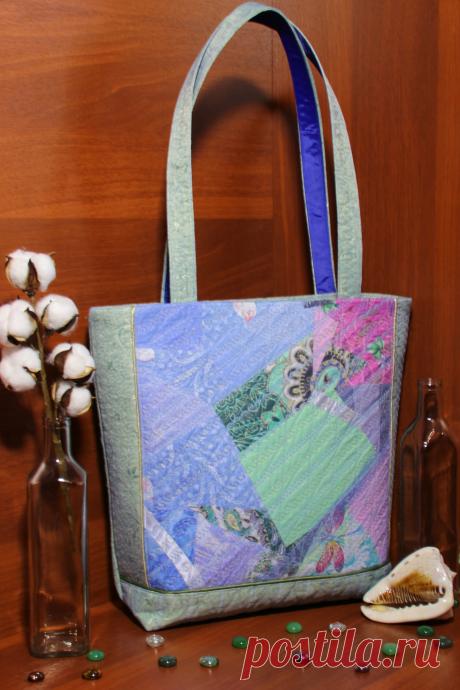 Текстильная сумка в технике пицца