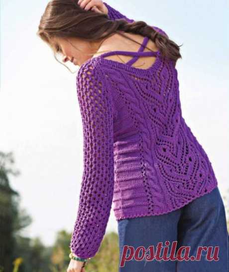 Фиолетовый свитер спицами &amp;raquo; Сайт &quot;Ручками&quot; - делаем вещи своими руками