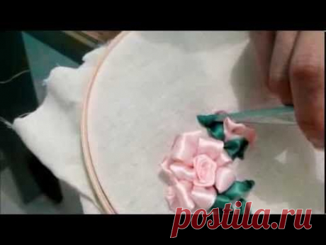 Flores de cetim/Folhas da rosa-parte 3 passo a passo