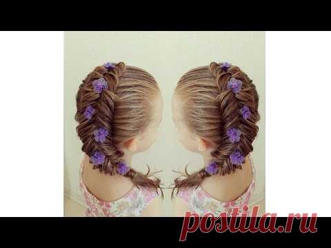 Romantic hairstyle - How to make a return fishtail? Как заплести обратный колосок?