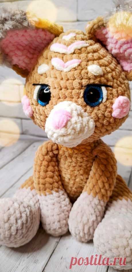 PDF Лисёнок Тим крючком. FREE crochet pattern; Аmigurumi animal patterns. Амигуруми схемы и описания на русском. Вязаные игрушки и поделки своими руками #amimore - Лиса, лисица, большой лисёнок из плюшевой пряжи, плюшевая лисичка.