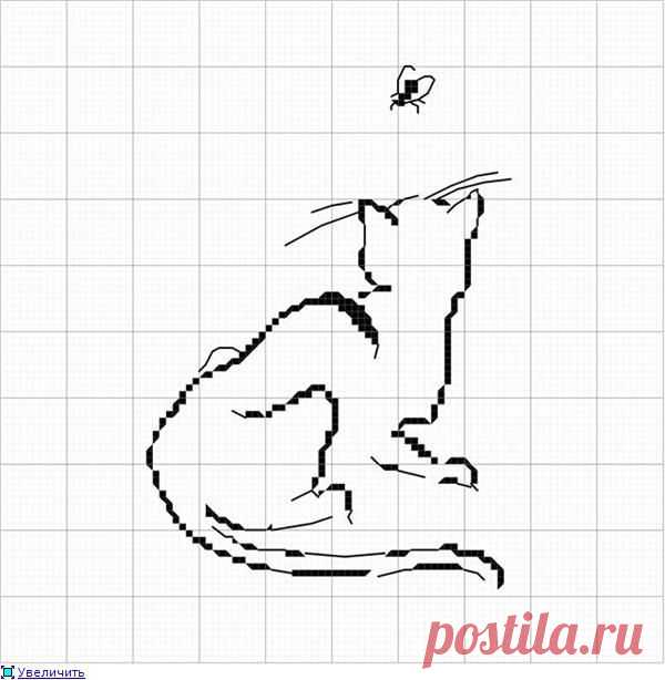 Вышивка монохромная с котами