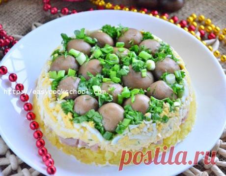 Салат «Грибная поляна» с шампиньонами: рецепт с фото | Легкие рецепты