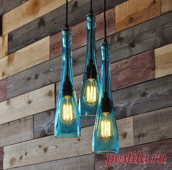 Идеи ламп из использованных бутылок