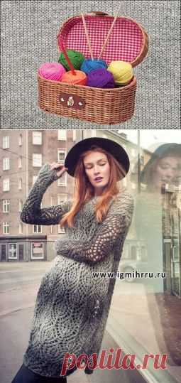 В ритме большого города. Длинная ажурная туника. Спицы