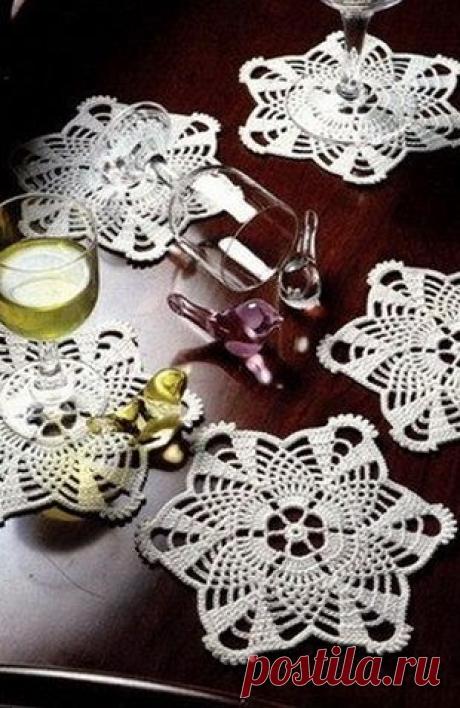 Маленькие круглые салфетки крючком. Cхема. / laduska.ru