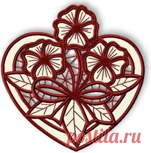 Advanced Embroidery Designs - Valentine Heart Cutwork Lace