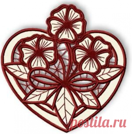 Advanced Embroidery Designs - Valentine Heart Cutwork Lace