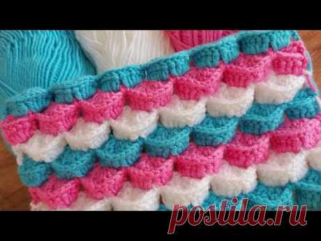 3D SUPER EASY CROCHET KNITTING.. TIĞ İŞİ YAPIMI KOLAY BATTANİYE YELEK ATKI BERE ÖRGÜ MODELİ..