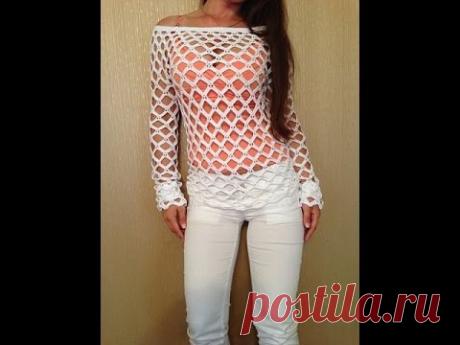 Вязание крючком: Кофта-сетка Отчёт 1