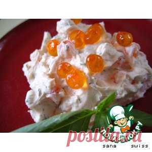 Пикантный сырный крем с чесноком и красной икрой - кулинарный рецепт