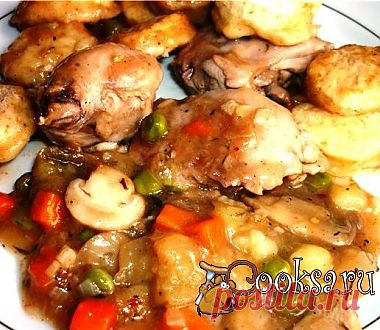 Пряная курица с овощами и булочками рецепт с фото