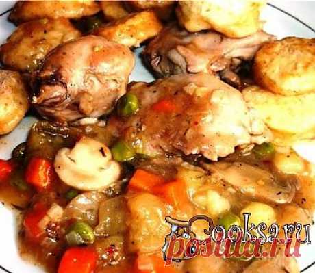 Пряная курица с овощами и булочками рецепт с фото