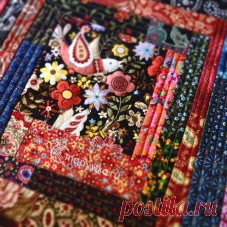 Мини-квилт с птичкой