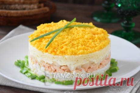 Салат «Мимоза» с сыром — классический рецепт.
