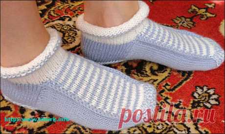 Вязаные тапочки с верхом