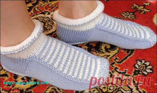 Вязаные тапочки с верхом