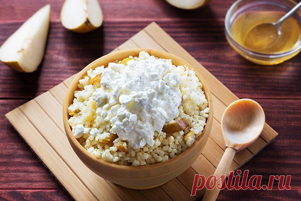 Пшенная каша с грушей и творогом