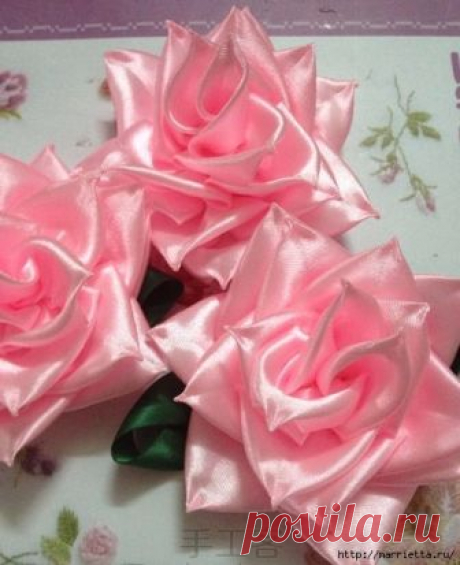 И снова РОЗЫ из атласных лент