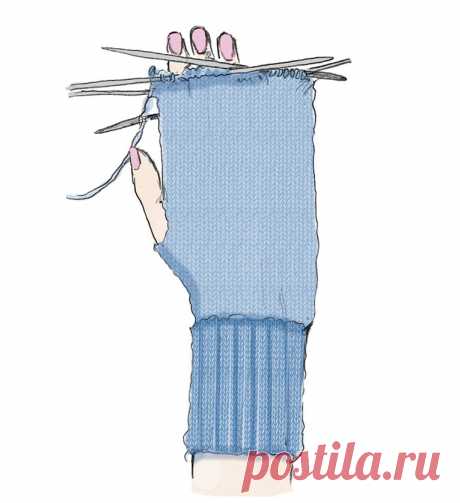 Как вязать варежки без клина большого пальца - схема вязания спицами. Вяжем Техника вязания на Verena.ru