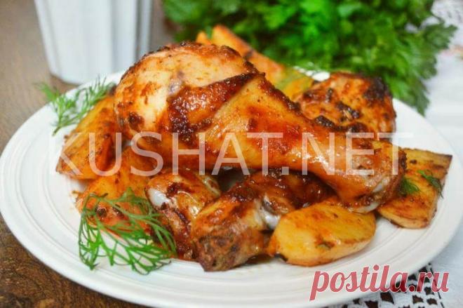 Куриные голени с картошкой в духовке. Пошаговый рецепт с фото - Кушать нет